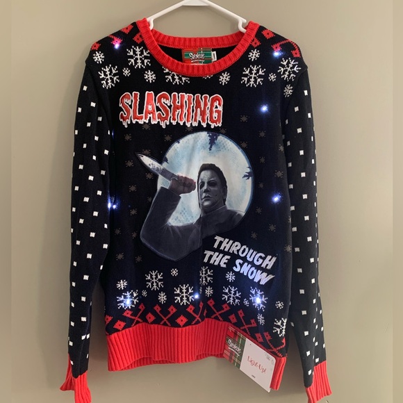 Spencer's Other - Spencer’s ugly Christmas sweater slashing all the way, NWT, light up sweater L